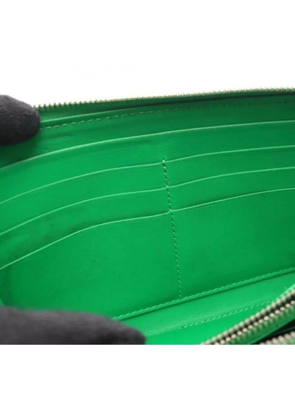Bottega Veneta Round Wallet Zip Around Maxi Intrecht Green Leather Cassette
